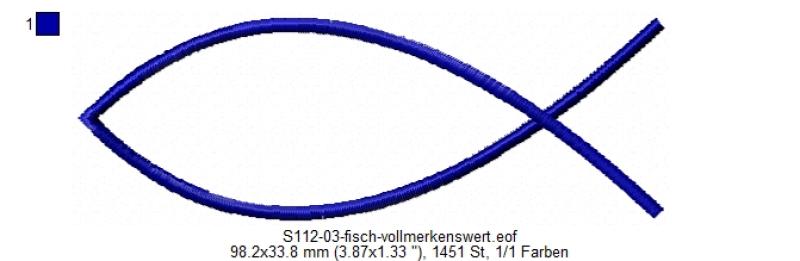 Stickdatei Fisch Ichthys für 10x10cm Stickrahmen S112-03